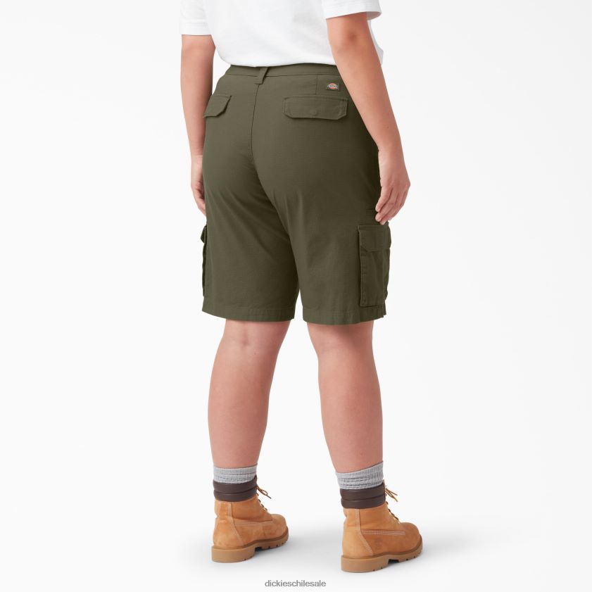 verde militar (ml) mujer además de pantalones cortos cargo ripstop 9\" Dickies vestir X4H0F2265