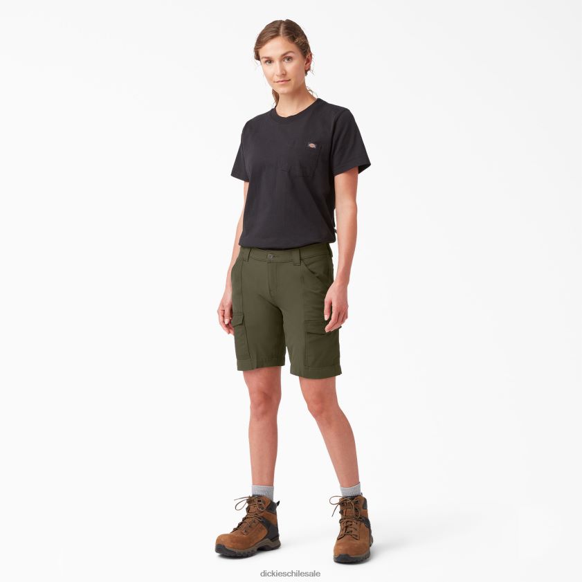 verde militar (ml) mujer pantalones cortos de carga de refrigeración 10\" Dickies vestir X4H0F1605