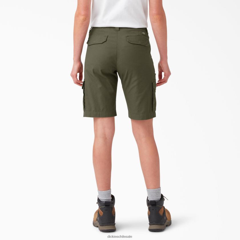 verde militar (ml) mujer shorts cargo ripstop 9\" Dickies vestir X4H0F2238