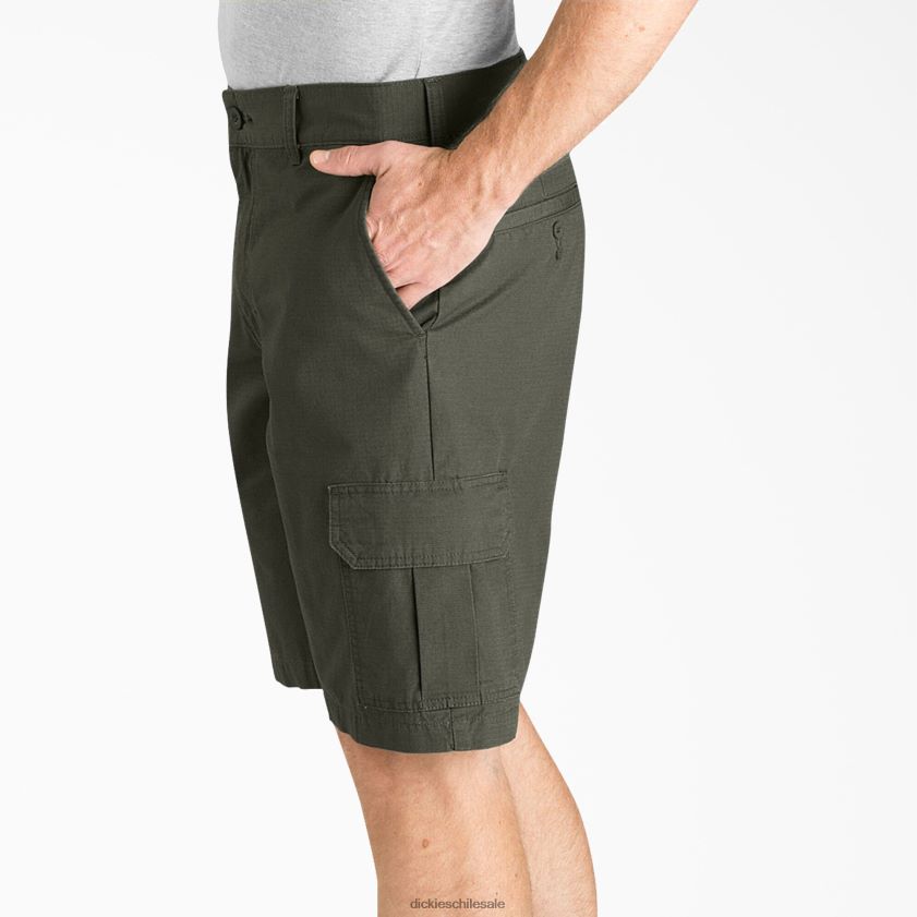 verde musgo enjuagado (rms) hombres shorts cargo de corte relajado ripstop 11\" Dickies vestir X4H0F431