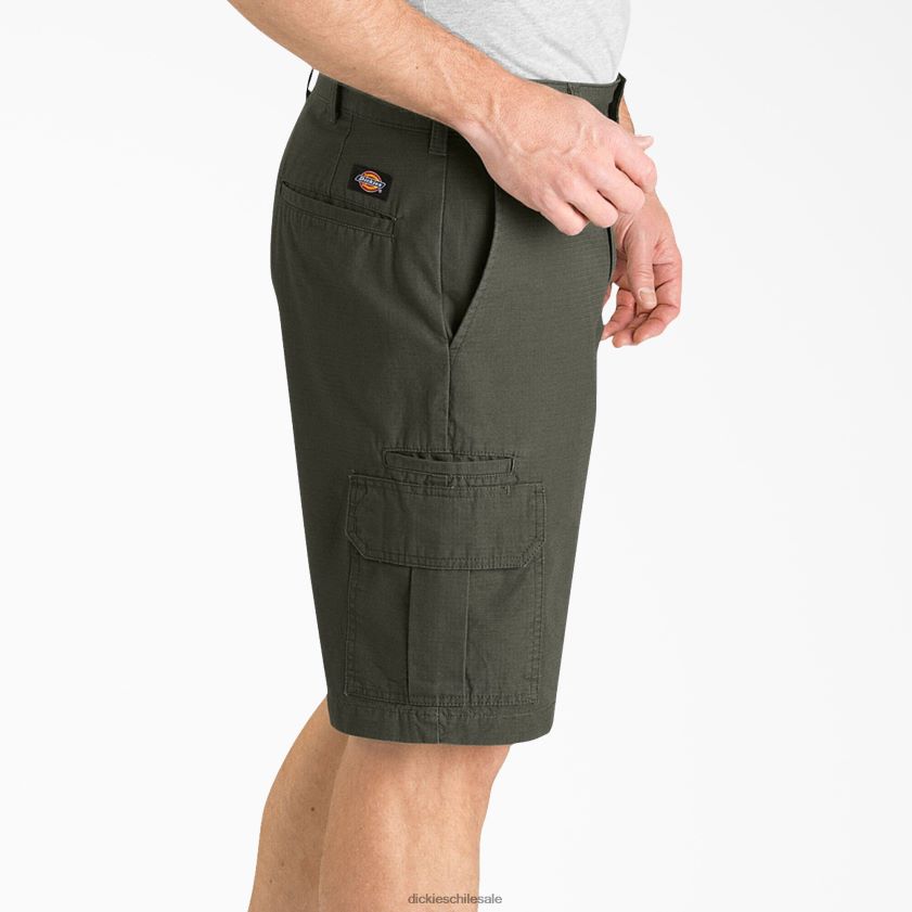 verde musgo enjuagado (rms) hombres shorts cargo de corte relajado ripstop 11\" Dickies vestir X4H0F431