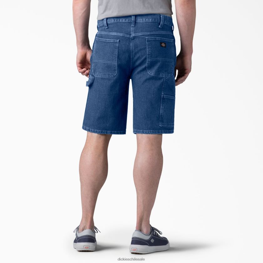 azul índigo lavado a la piedra (snb) hombres pantalones cortos de carpintero de cintura activa 11\" Dickies vestir X4H0F397