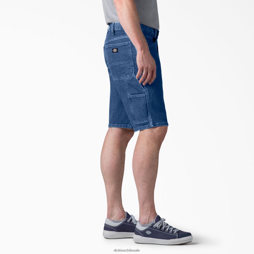 azul índigo lavado a la piedra (snb) hombres pantalones cortos de carpintero de cintura activa 11\" Dickies vestir X4H0F397