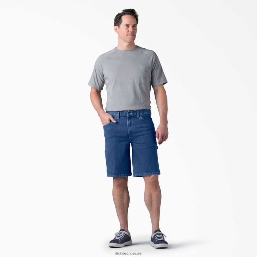 azul índigo lavado a la piedra (snb) hombres pantalones cortos de carpintero de cintura activa 11\" Dickies vestir X4H0F397