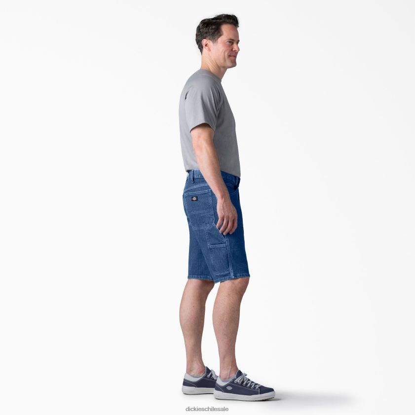azul índigo lavado a la piedra (snb) hombres pantalones cortos de carpintero de cintura activa 11\" Dickies vestir X4H0F397