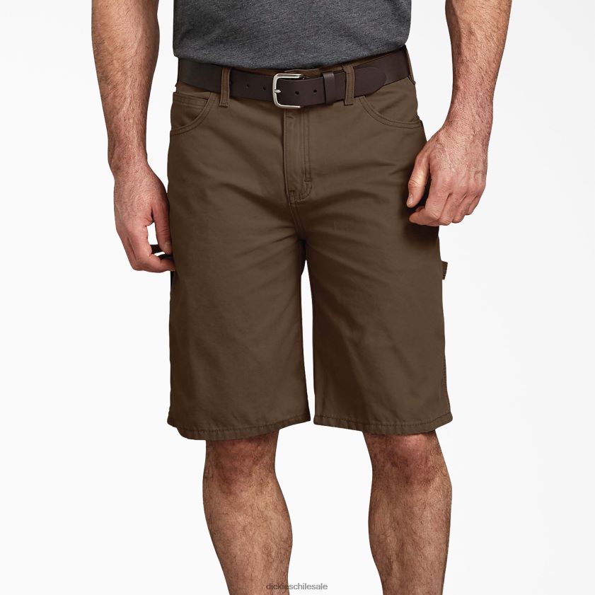 marrón madera enjuagado (rtb) hombres pantalones cortos de carpintero de pato de ajuste relajado 11\" Dickies vestir X4H0F427