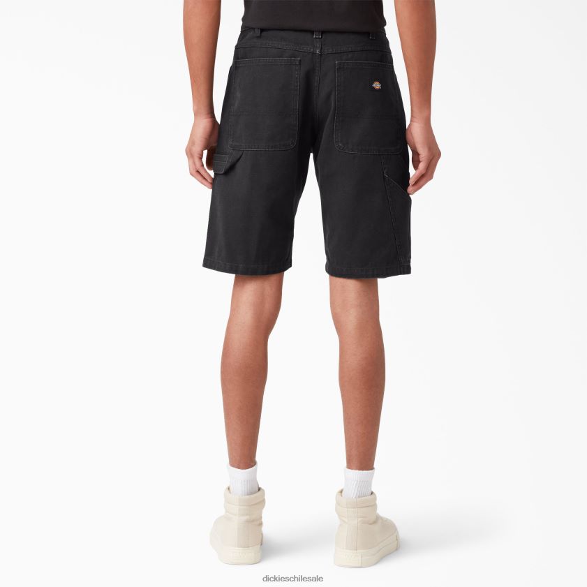 negro lavado a la piedra (sbk) hombres pantalones cortos de carpintero de pato lavado a la piedra 11\" Dickies vestir X4H0F468