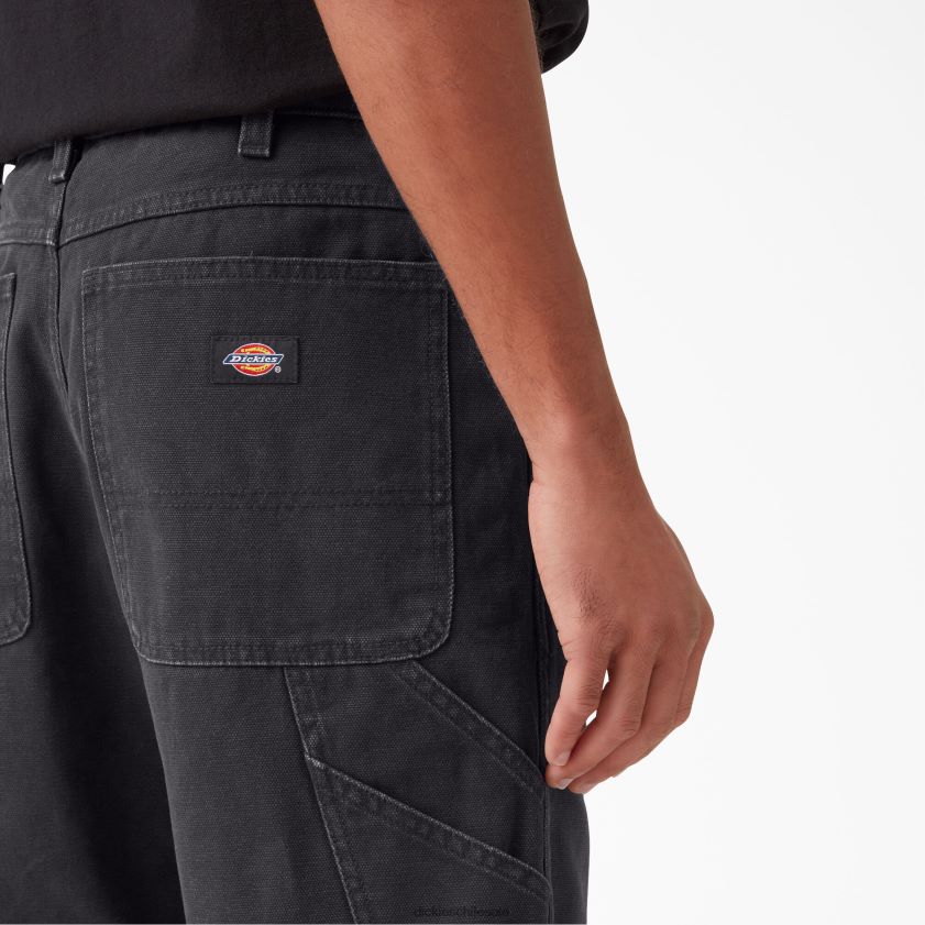 negro lavado a la piedra (sbk) hombres pantalones cortos de carpintero de pato lavado a la piedra 11\" Dickies vestir X4H0F468