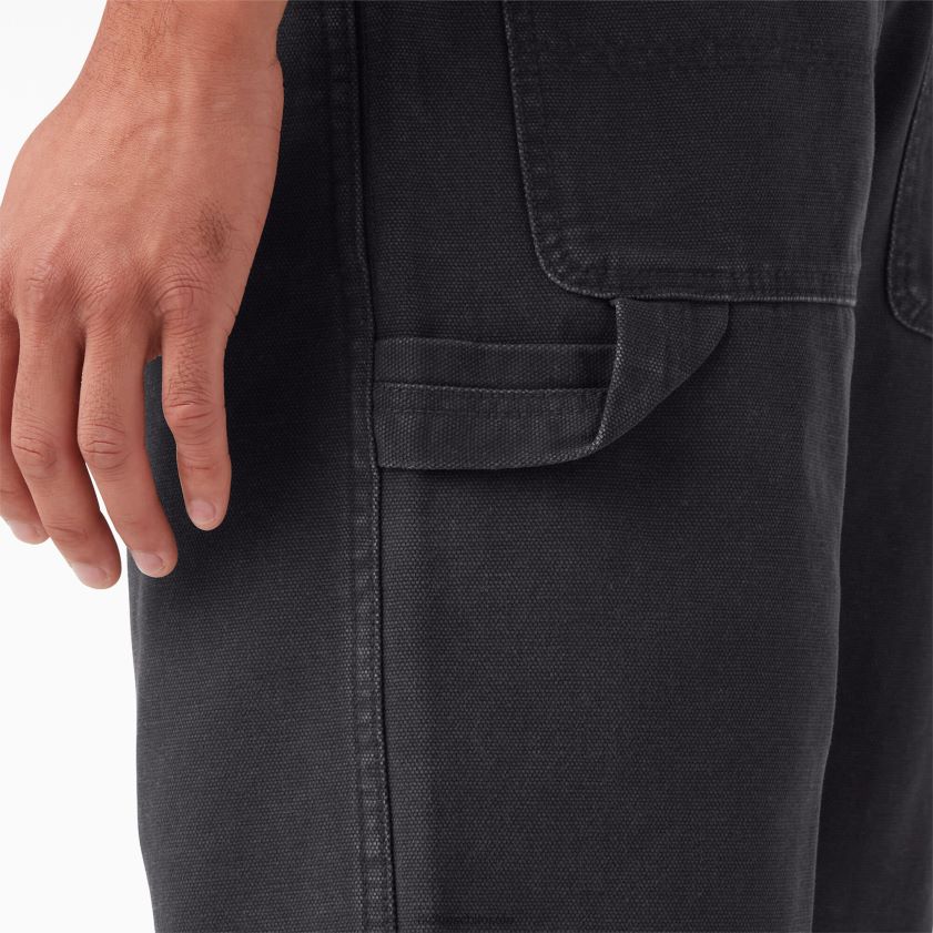 negro lavado a la piedra (sbk) hombres pantalones cortos de carpintero de pato lavado a la piedra 11\" Dickies vestir X4H0F468