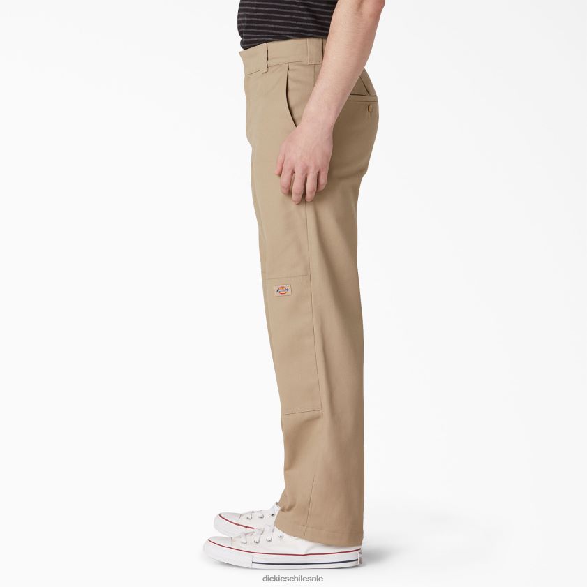 caqui (kh) hombres pantalones de doble rodilla con parte delantera plana Dickies vestir X4H0F308