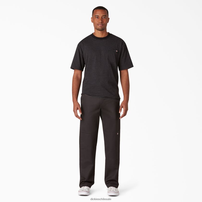 negro (bkx) hombres pantalones de doble rodilla con parte delantera plana Dickies vestir X4H0F307