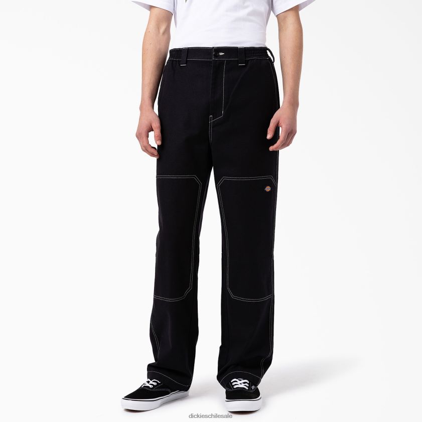 negro (bkx) hombres pantalones florala de corte holgado con doble rodilla Dickies vestir X4H0F227
