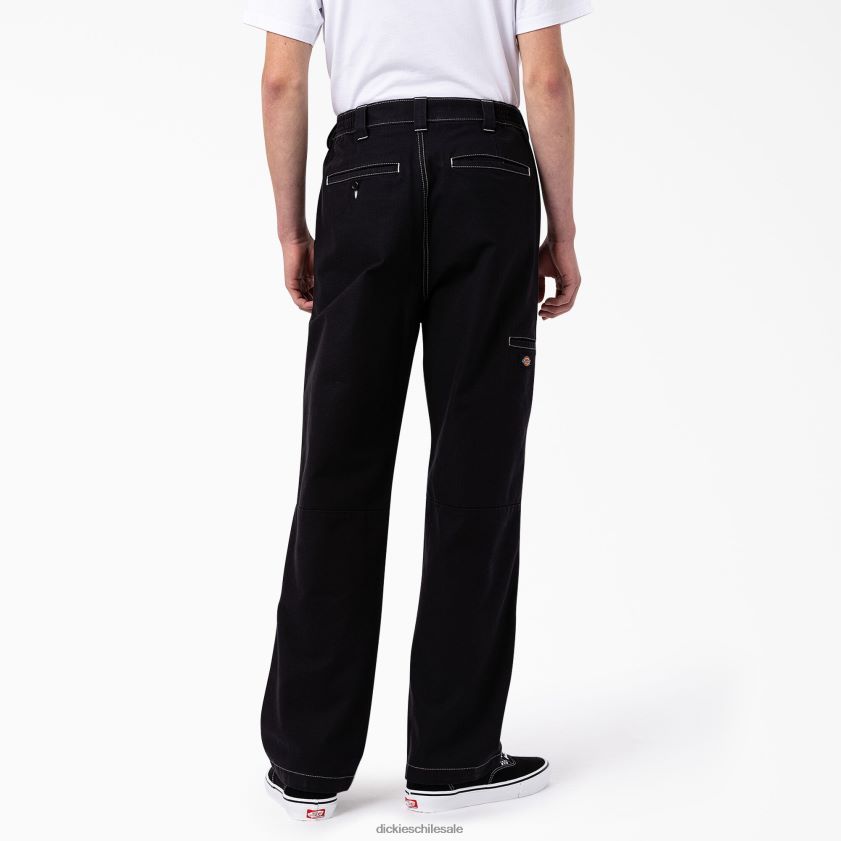 negro (bkx) hombres pantalones florala de corte holgado con doble rodilla Dickies vestir X4H0F227