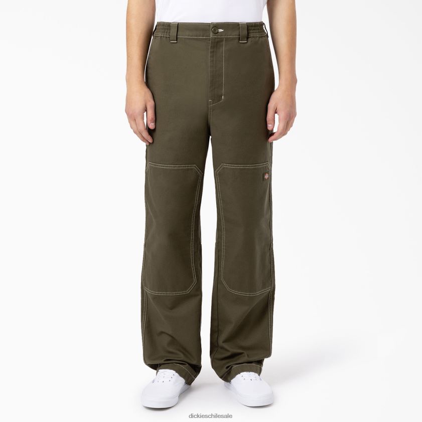 verde militar (ml) hombres pantalones florala de corte holgado con doble rodilla Dickies vestir X4H0F228
