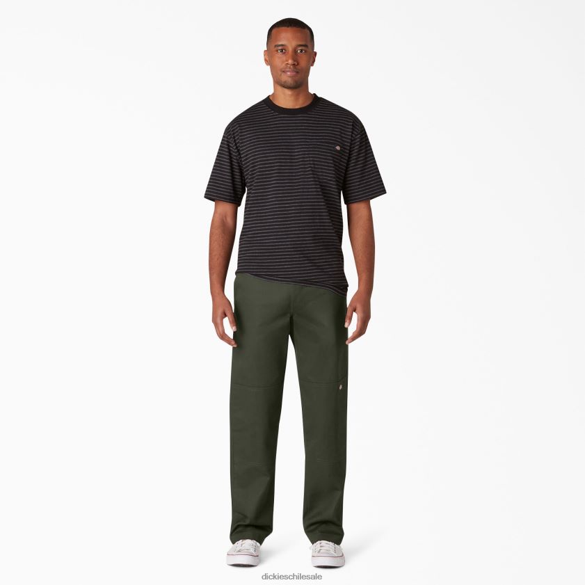 verde oliva (og) hombres pantalones de doble rodilla con parte delantera plana Dickies vestir X4H0F309