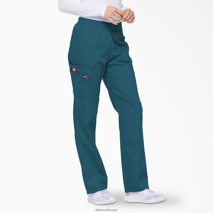 azul caribe (crb) mujer Pantalones médicos tipo cargo con pernera cónica de la firma eds Dickies vestir X4H0F2387