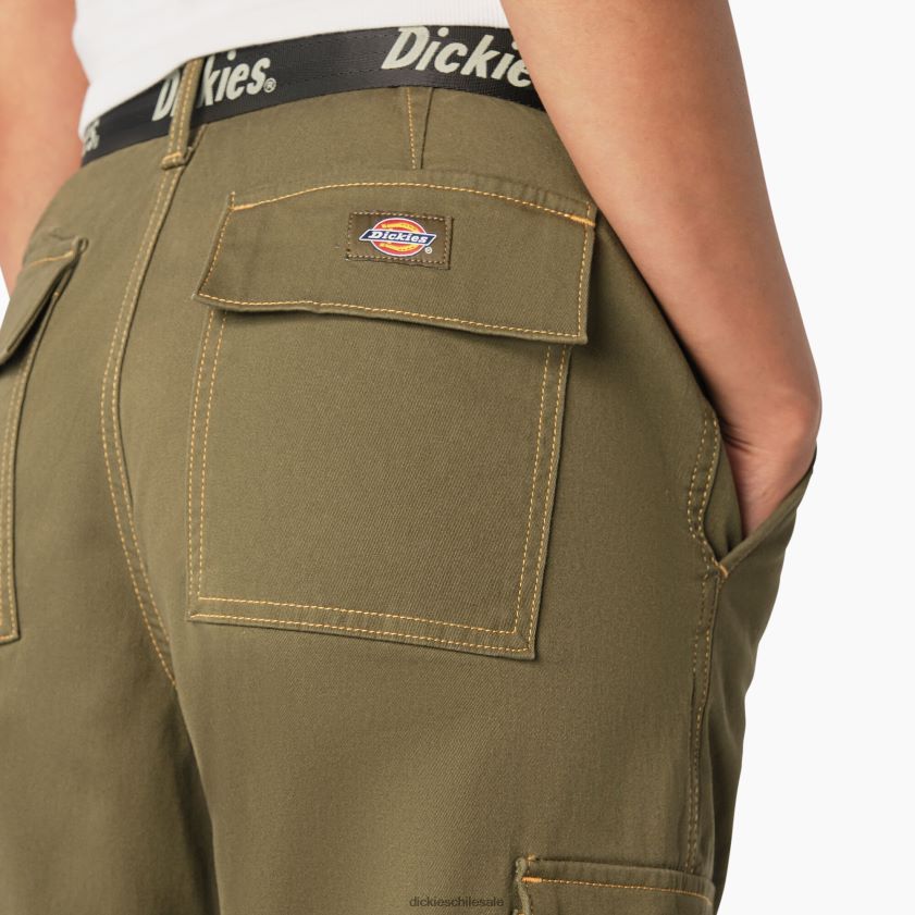 regular mujer pantalones cargo capri con costuras en contraste Dickies vestir X4H0F1805