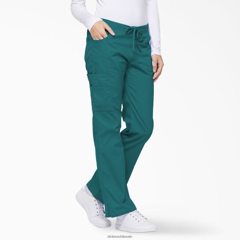 verde azulado (dtl) mujer Pantalones médicos tipo cargo con pierna acampanada de eds Signature Dickies vestir X4H0F2522
