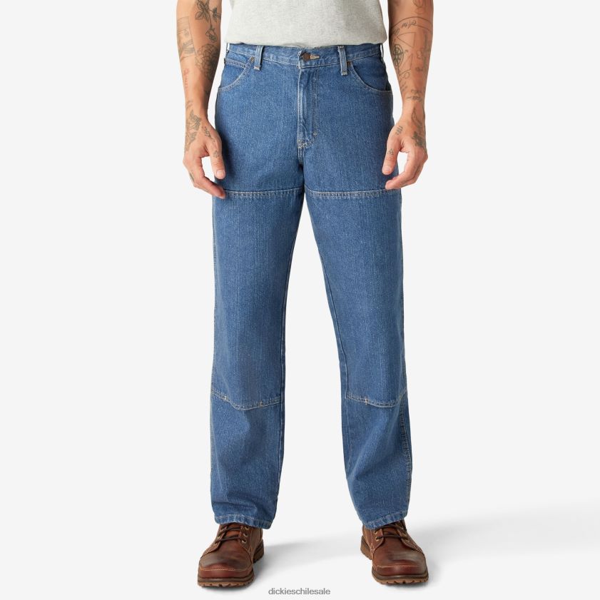 azul índigo lavado a la piedra (snb) hombres vaqueros con doble rodilla de corte holgado Dickies vestir X4H0F189