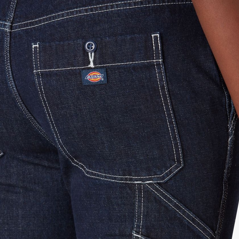 azul índigo aclarado (rnb) mujer peto de mezclilla con doble rodilla Dickies vestir X4H0F1947