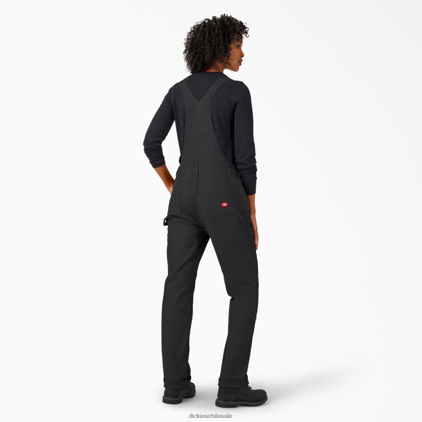 negro enjuagado (rbk) mujer overol de pato con doble pechera delantera Dickies vestir X4H0F1569