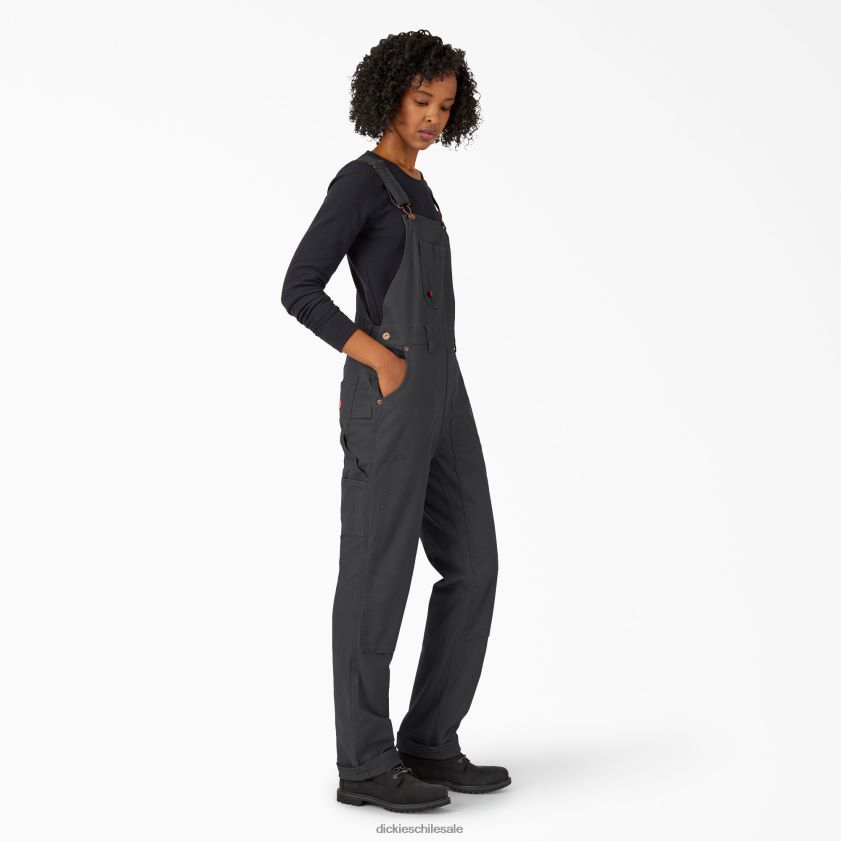 negro enjuagado (rbk) mujer overol de pato con doble pechera delantera Dickies vestir X4H0F1569