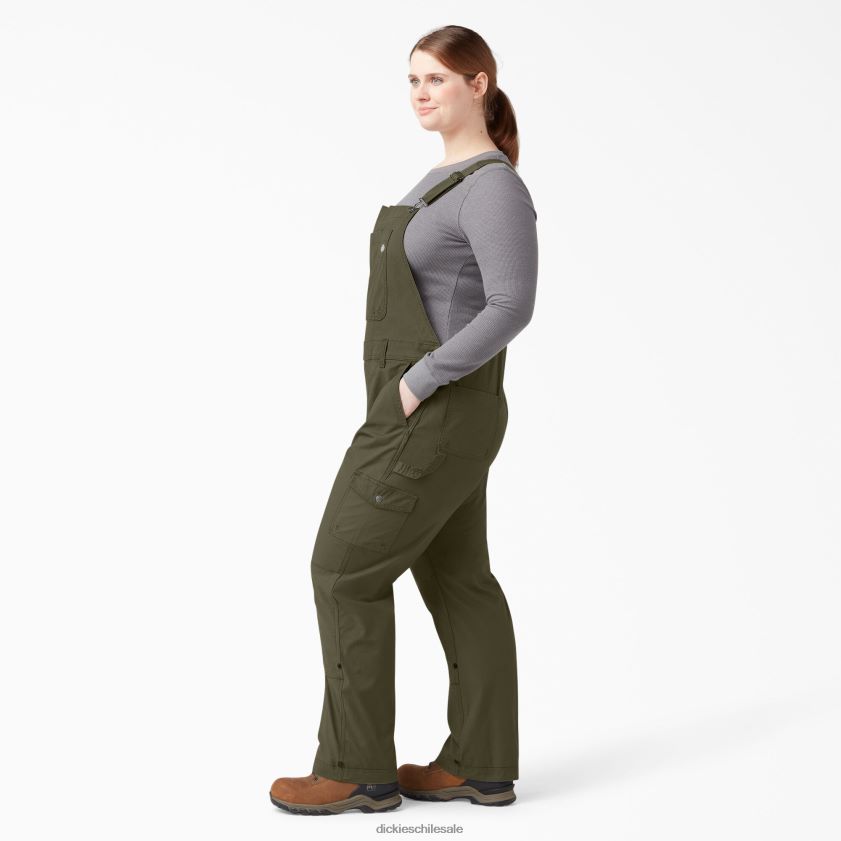 verde militar enjuagado (rml) mujer overoles con pechera ripstop más refrescantes Dickies vestir X4H0F1670