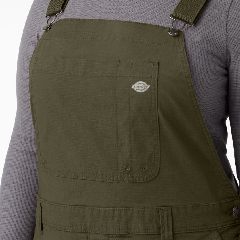 verde militar enjuagado (rml) mujer overoles con pechera ripstop más refrescantes Dickies vestir X4H0F1670
