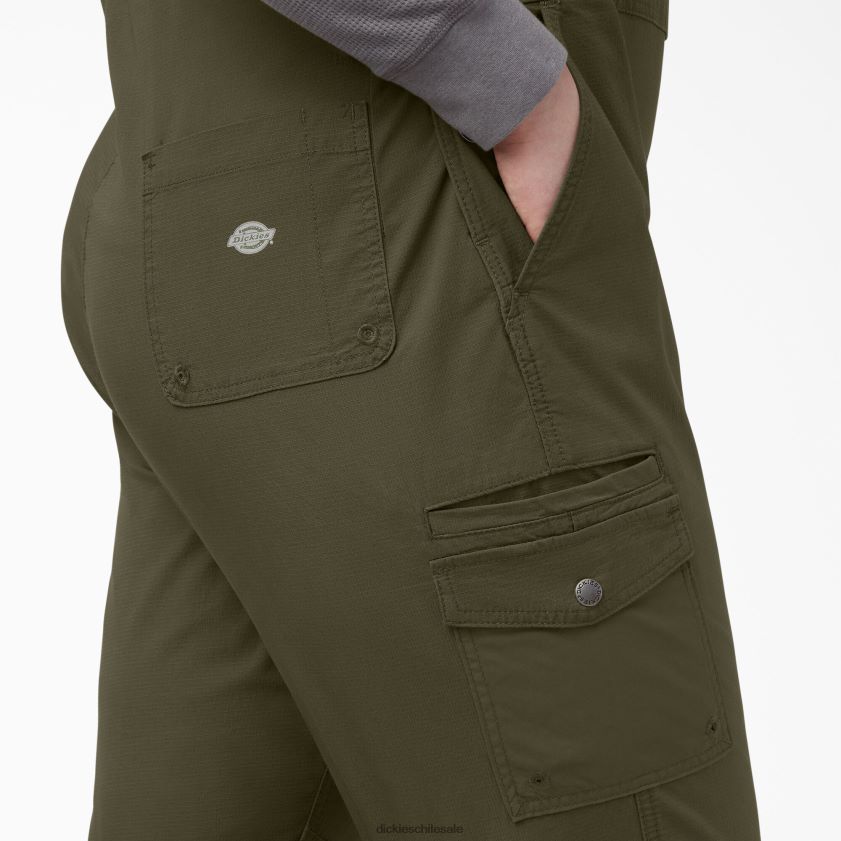 verde militar enjuagado (rml) mujer overoles con pechera ripstop más refrescantes Dickies vestir X4H0F1670