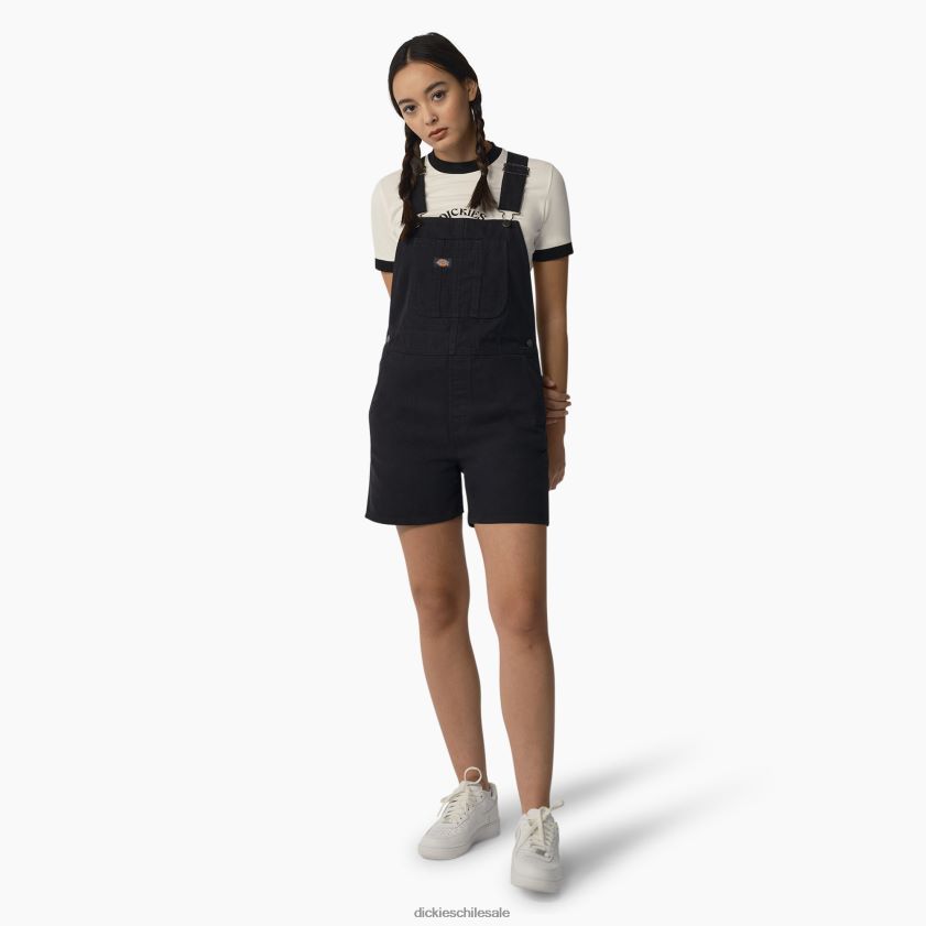 negro lavado a la piedra (sbk) mujer pantalones cortos con peto de pato Dickies vestir X4H0F1913