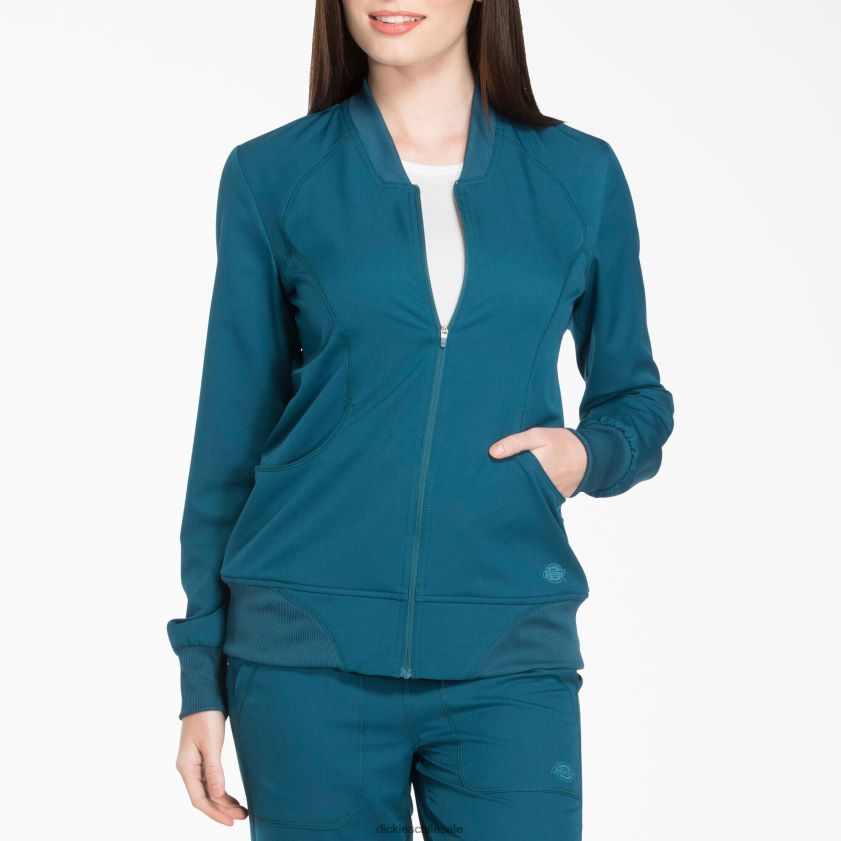 azul caribe (crb) mujer chaqueta médica dynamix con cremallera en el frente Dickies vestir X4H0F2628