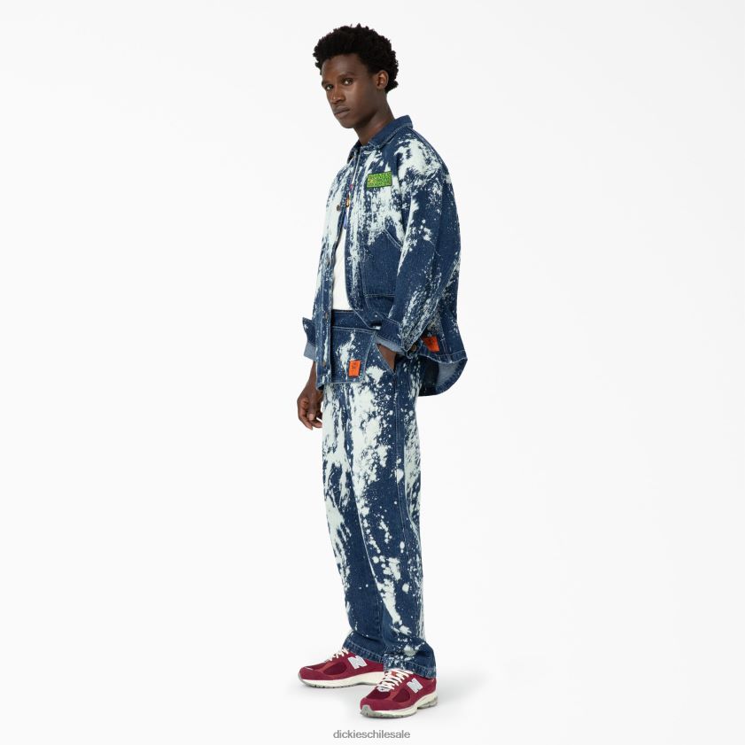 azul índigo blanqueado (bnb) hombres chamarra de mezclilla blanqueada con muerte cerebral Dickies vestir X4H0F1158