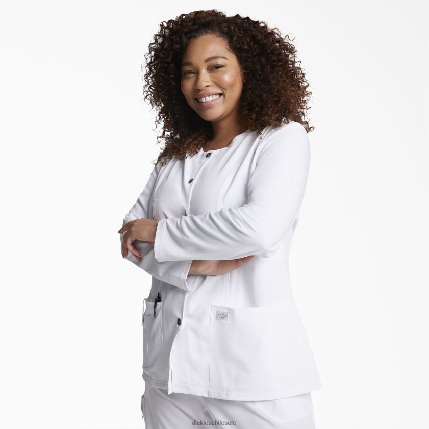 blanco (dwh) mujer chamarra médica xtreme stretch con broches al frente Dickies vestir X4H0F2646