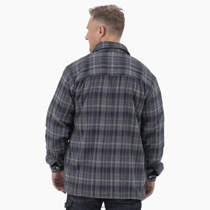 carbón/negro tartán ombre (a1t) hombres chaqueta de franela con forro polar de pelo alto Dickies vestir X4H0F1076