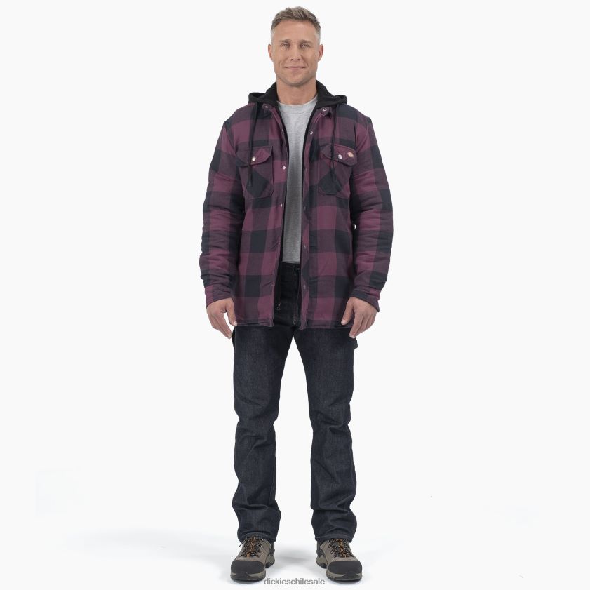 cuadros de búfalo de vino de uva (gpn) hombres chamarra de franela acolchada con capucha Icon Relaxed Fit Dickies vestir X4H0F1006