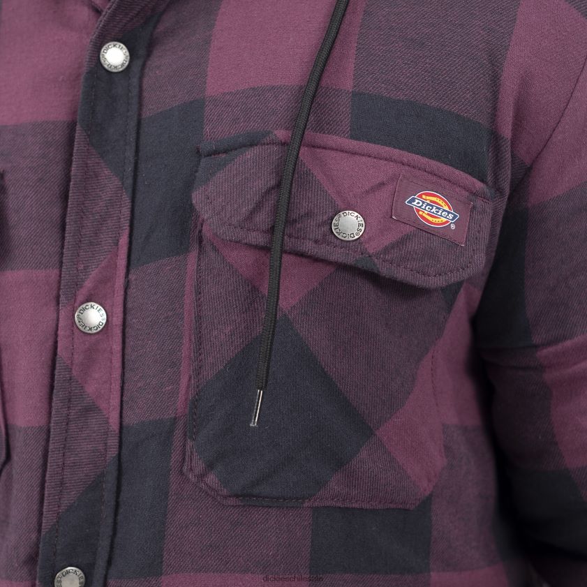 cuadros de búfalo de vino de uva (gpn) hombres chamarra de franela acolchada con capucha Icon Relaxed Fit Dickies vestir X4H0F1006