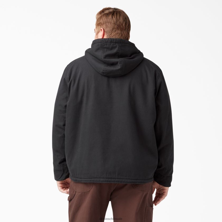 negro enjuagado (rbk) hombres chamarra con capucha y forro polar de pelo alto de pato Dickies vestir X4H0F1067