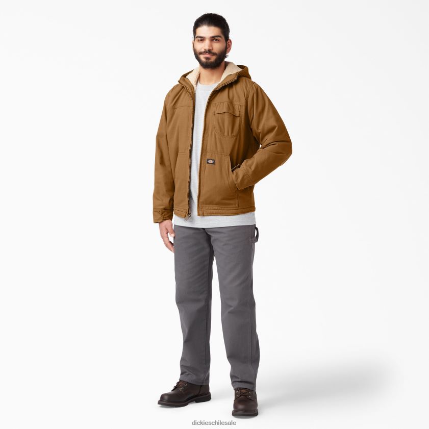 pato marrón enjuagado (rbd) hombres chamarra con capucha y forro polar de pelo alto de pato Dickies vestir X4H0F1066