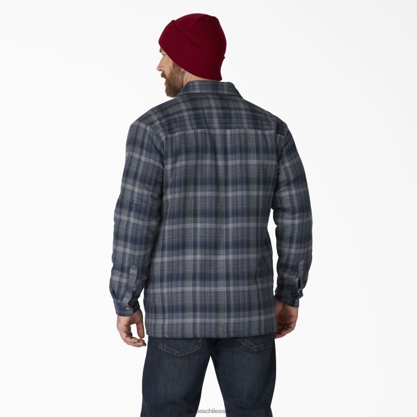 tela escocesa de mezclilla oscura azul marino oscuro (r2p) hombres chaqueta de franela con forro polar de pelo alto Dickies vestir X4H0F1078