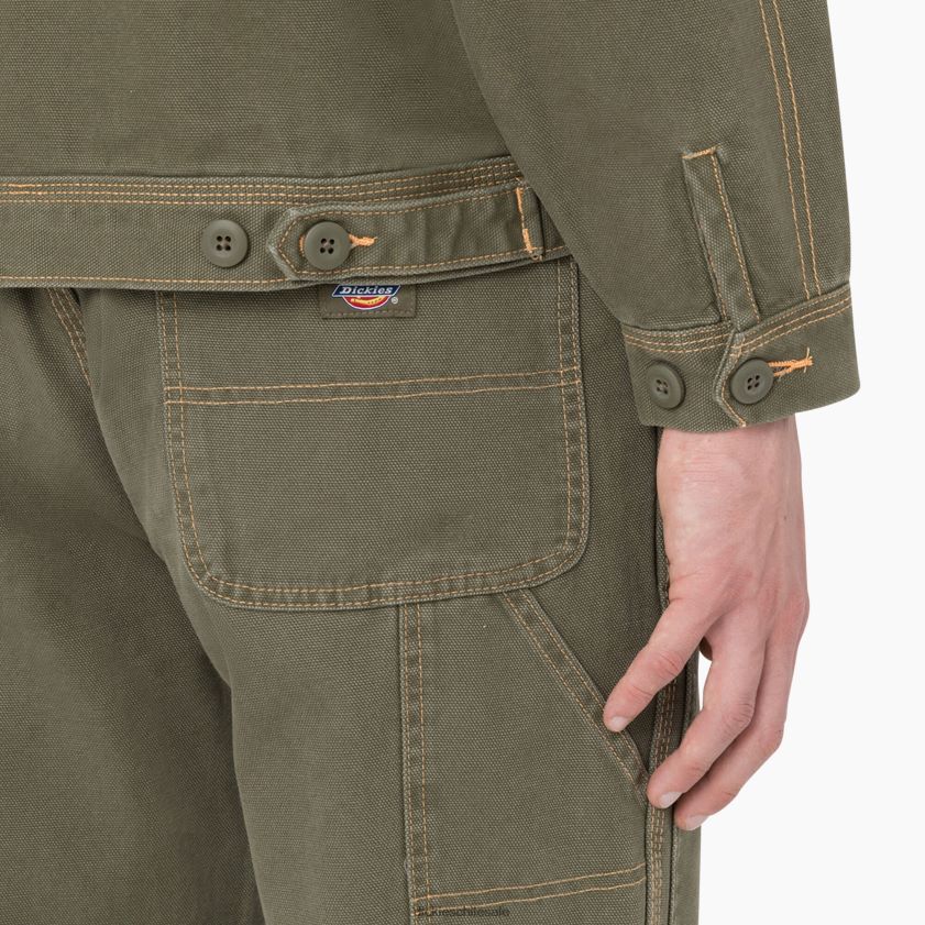 verde militar lavado a la piedra (smw) hombres chamarra con costuras en contraste Dickies vestir X4H0F986