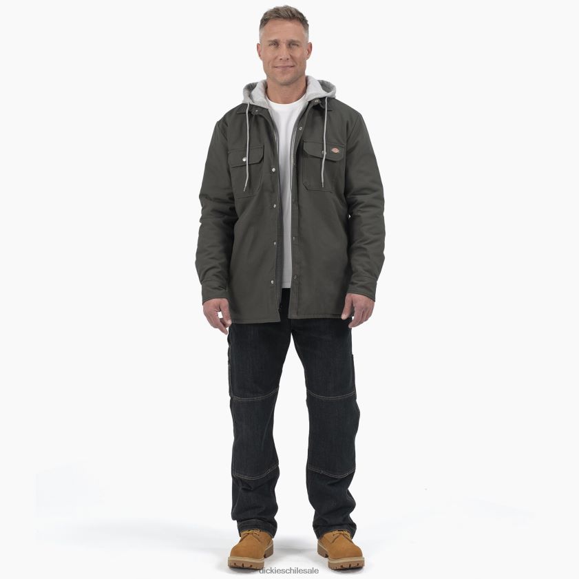 verde oliva (og) hombres chaqueta acolchada estilo pato con capucha con icono de ajuste holgado Dickies vestir X4H0F1054