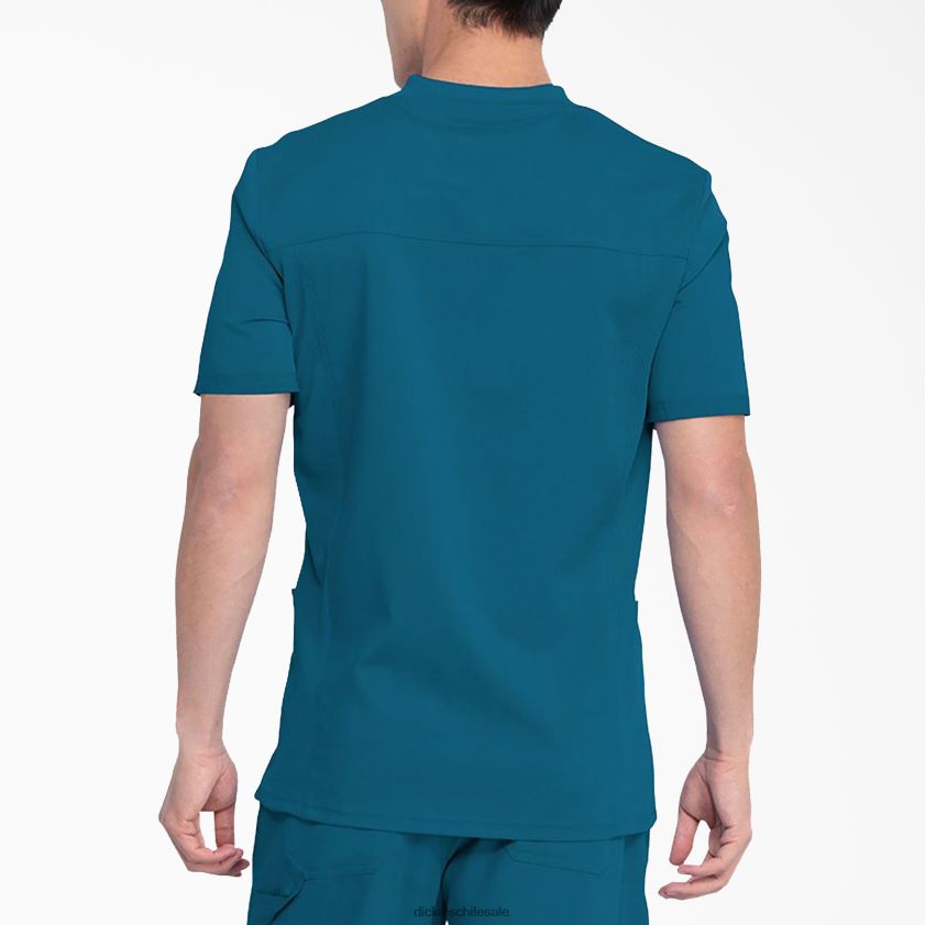 azul caribe (crb) hombres Blusa médica Balance con cuello en V y bolsillos de parche Dickies vestir X4H0F1410