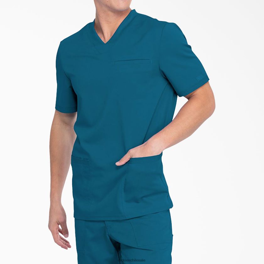 azul caribe (crb) hombres Blusa médica Balance con cuello en V y bolsillos de parche Dickies vestir X4H0F1410