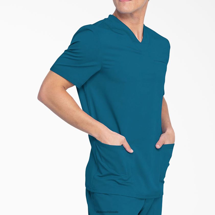 azul caribe (crb) hombres Blusa médica Balance con cuello en V y bolsillos de parche Dickies vestir X4H0F1410
