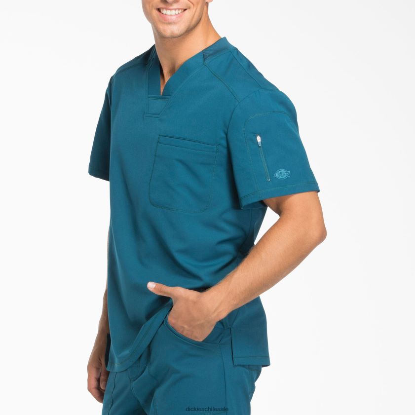 azul caribe (crb) hombres Blusa médica dynamix con cuello en V y bolsillo con cremallera Dickies vestir X4H0F1248