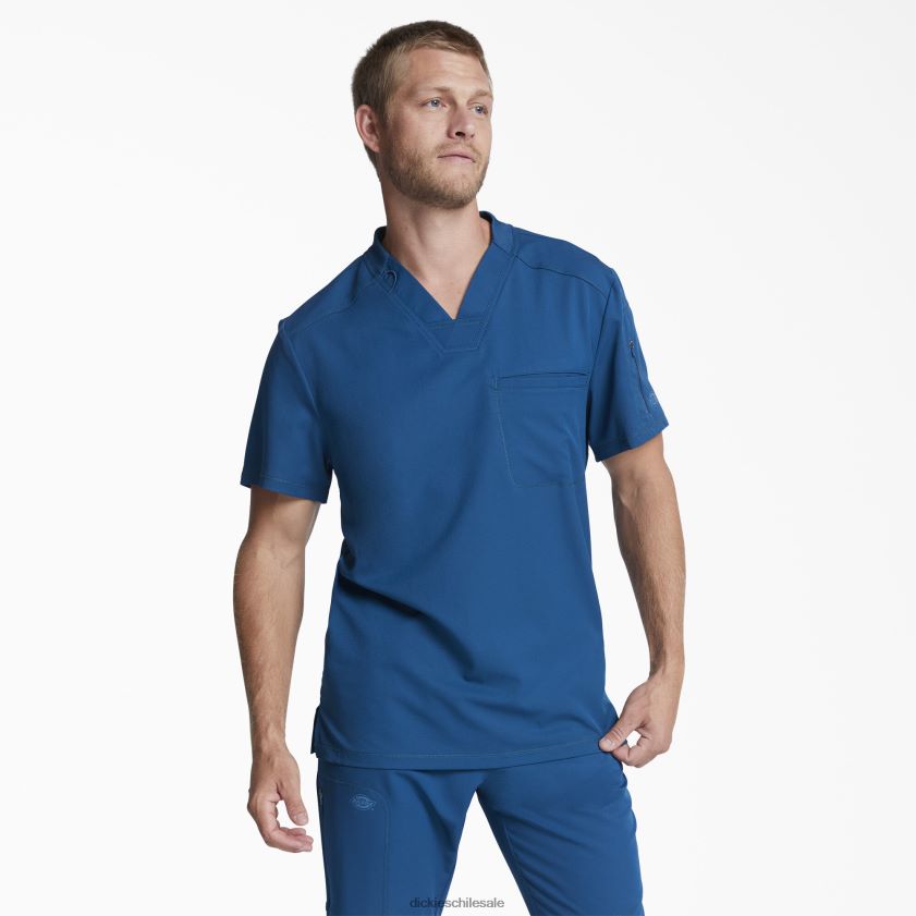 azul caribe (crb) hombres Blusa médica dynamix con cuello en V y bolsillo con cremallera Dickies vestir X4H0F1248