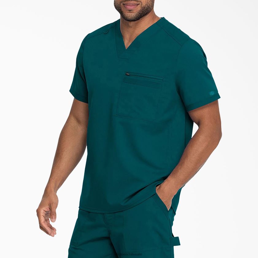 azul caribe (crb) hombres blusa médica Balance con cuello en V Dickies vestir X4H0F1363