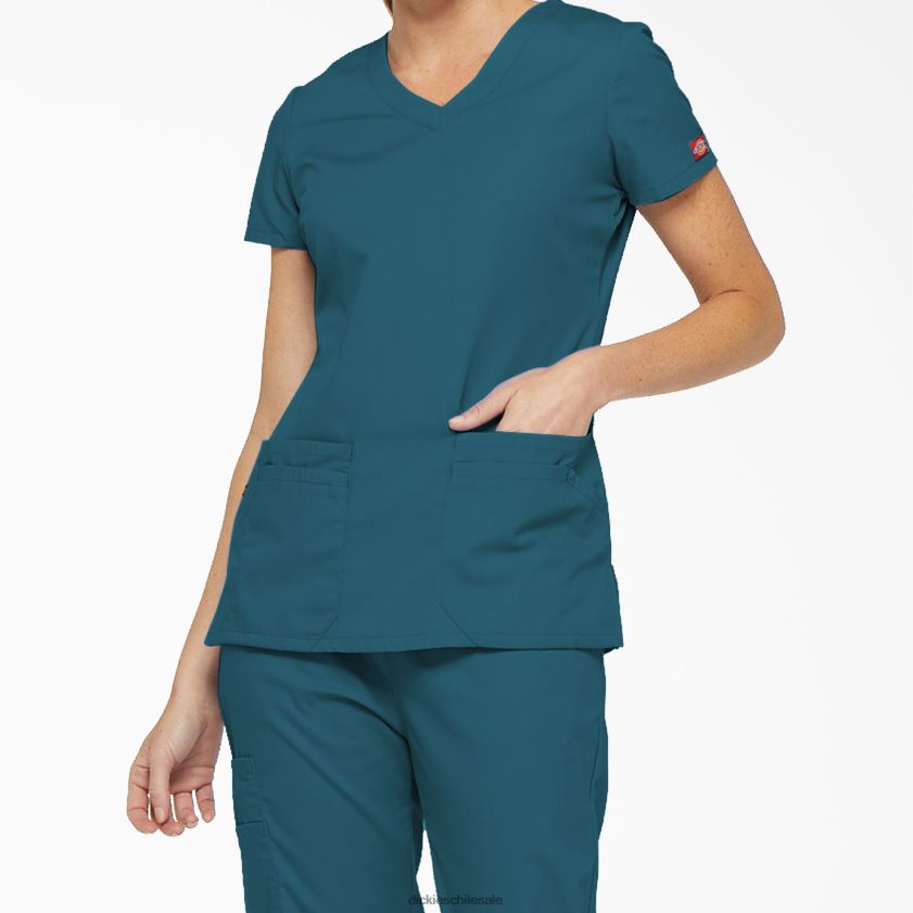 azul caribe (crb) mujer Blusa médica con cuello en V y ranura para bolígrafo de la firma eds Dickies vestir X4H0F2409 azul caribe (crb) mujer Blusa médica con cuello en V y ranura para bolígrafo de la firma eds Dickies vestir X4H0F2409