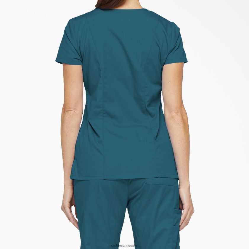 azul caribe (crb) mujer Blusa médica con cuello en V y ranura para bolígrafo de la firma eds Dickies vestir X4H0F2409