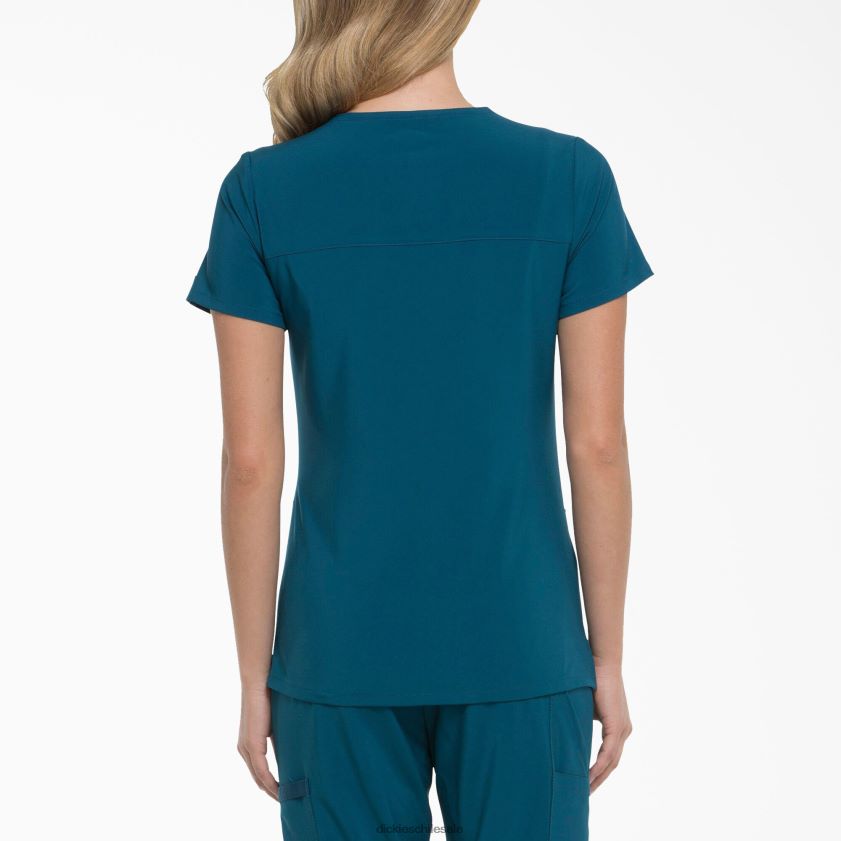 azul caribe (crb) mujer Blusa médica eds essentials con efecto cruzado Dickies vestir X4H0F2635